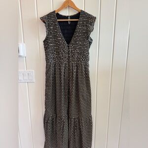 Anthropologie Black and Cream Maxi Dress